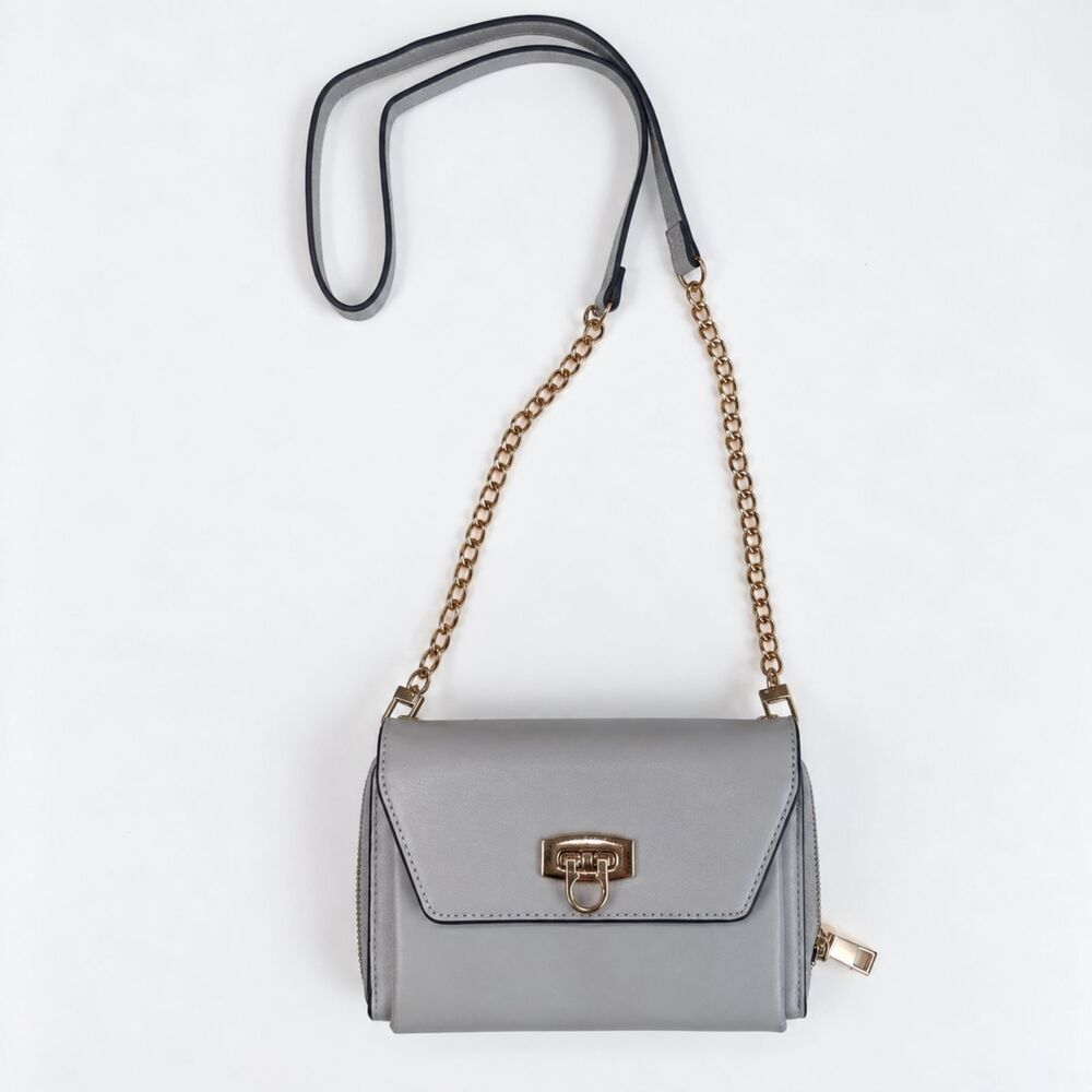 Isabelle Handbags Wanda Gray Wallet on Chain Crossbody Vegan Leather